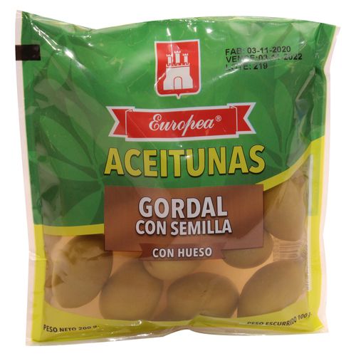 Aceituna Verd Europea Gord Con Hueso - 200 g