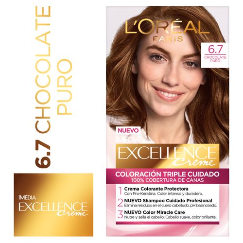 Tinte para el cabello Permanente L'Oréal Paris Excellence Creme Tono 6.7 chocolate puro