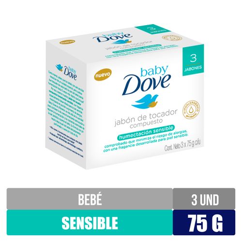 3 Pack Jabón Dove Baby En Barra Hidratación Sensible - 225gr