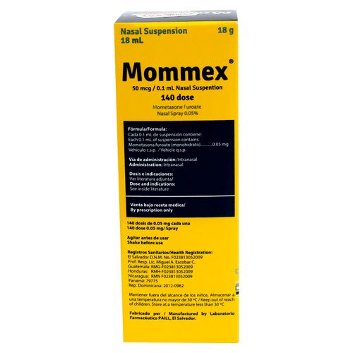 Mometasona Paill Mommex Spray Nasal 140 Dosís - 18 g