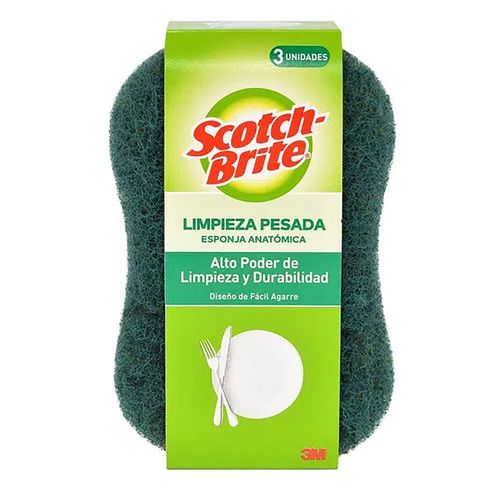 Esponja Scotch Brite Doble Uso Anatómica - 3 Uds