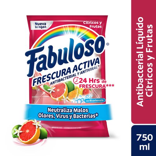 Desinfectante Multiusos Marca Fabuloso Frescura Activa Antibacterial Bicarbonato Cítricos Y Frutas -750ml