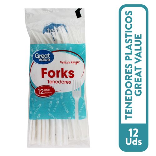Tenedor Great Value Desechable - 12und