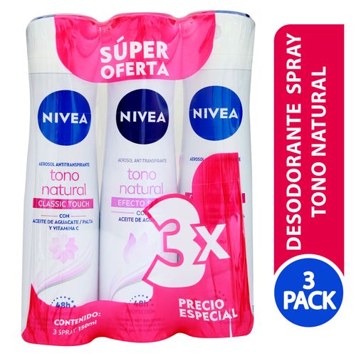 Desodorante Nivea Spray Tono Natural, Con Acetite De Aguacate, Palta Y Vitamina C 3 Pack - 150ml
