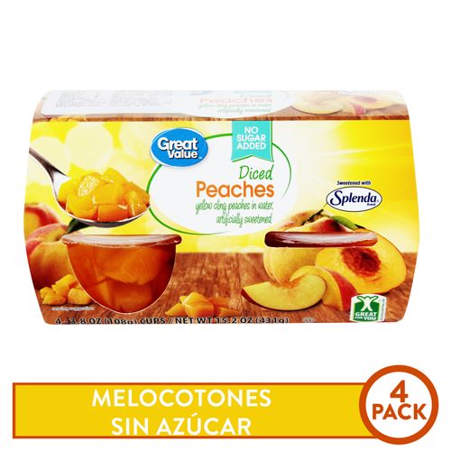 Melocotones Great Value Sin Azúcar 4 PACK - 431 g