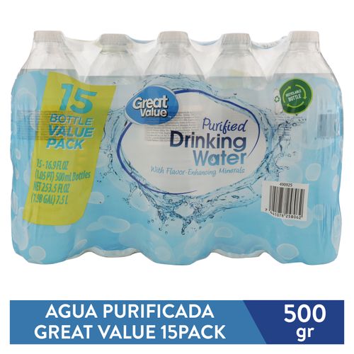 Agua Purificada great Value 15Pack 500 ml