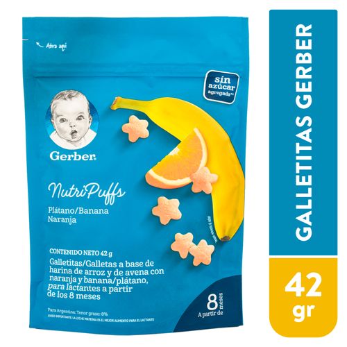 Galletitas Gerber Nutripuffs Naranja Y Banana - 42 g