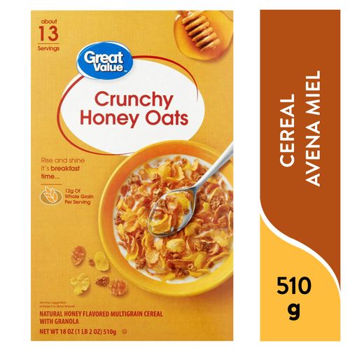 Cereal Great Value, Avena Miel - 510 g