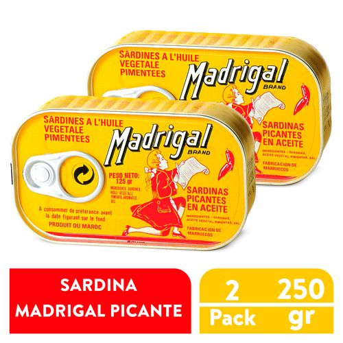 2 Pack Sardina Madrigal Picante - 176Gr