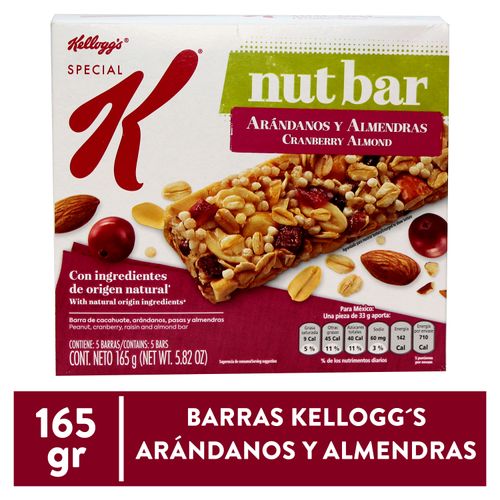 Barras Kellogrgr's® Special K® Nut Bar Arándanos y Almendras - 1 Caja de 165gr con 5 Barras