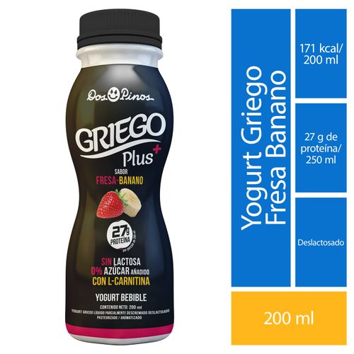 Yogurt Dos Pinos, Griego banano fresa -200 ml