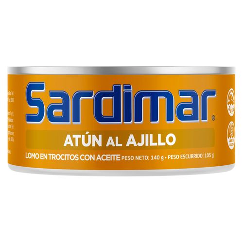 Atún Lomo En Trocitos Ajillo Marca Sardimar En Aceite - 140 g