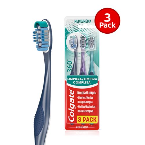 Cepillo Dental Colgate 360 Limpieza Completa - 3 Pack