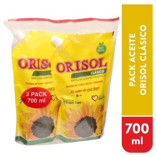 2Pack Aceite Orisol Clasico Bolsa - 750Ml