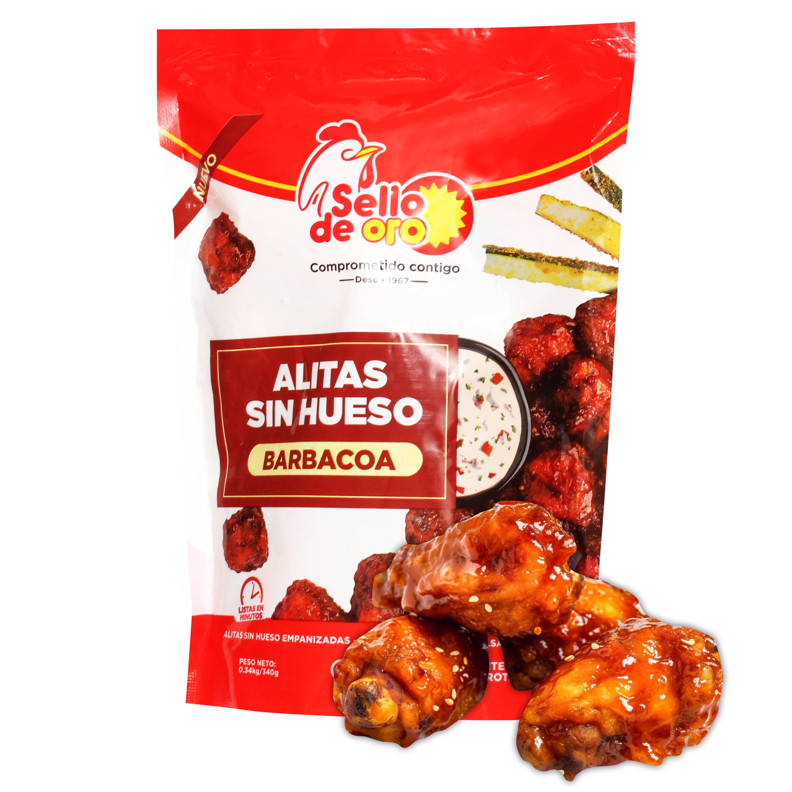 Alitas Sin Hueso Bbq 340 g Sello De Oro