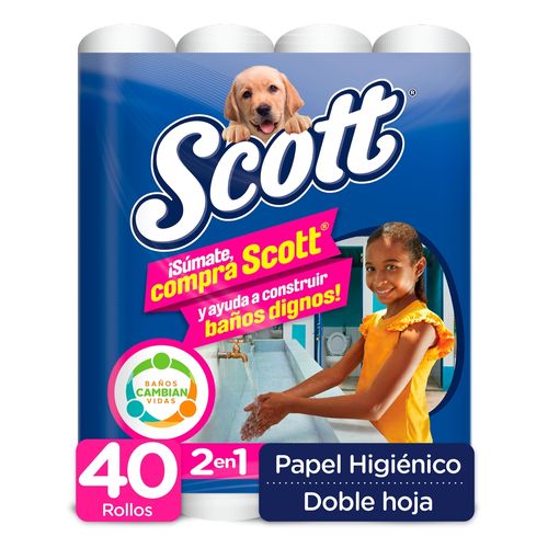 Papel Higiénico Scott 2En1 Doble Hoja -  40 Rollos