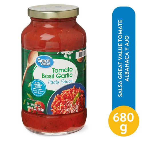 Salsa Great Value de Tomate Albahaca Y Ajo - 680 g