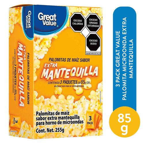 3 Pack Great Value Palomita Microonda Extmantequilla - 85 g