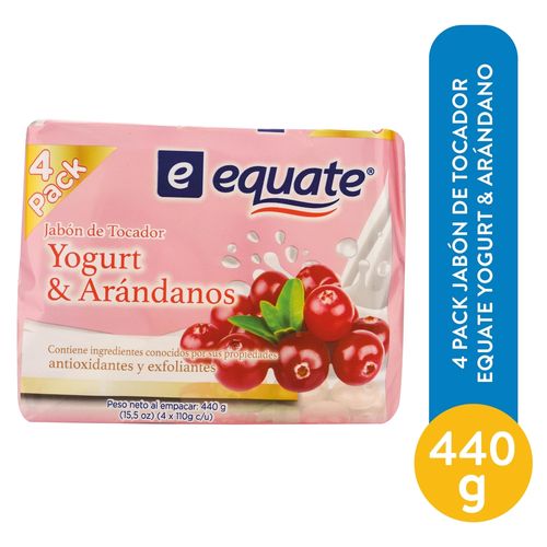 Jabón  Equate De Tocador Yogurt & Arándano 4 Pack - 440 g