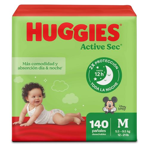 Pañales Huggies Active Sec Etapa 2/M - 140 Unidades