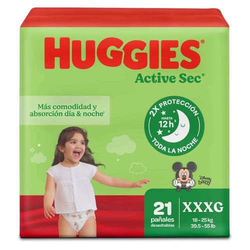 Pañales Huggies Active Sec Etapa 4/XG - 108 Unidades