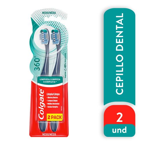 Cepillo Dental Colgate 360 Limpieza Completa, 2Pack