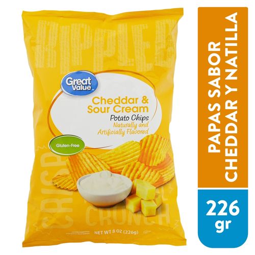 Papas Great Value Sabor Cheddar Y Natilla - 226 g