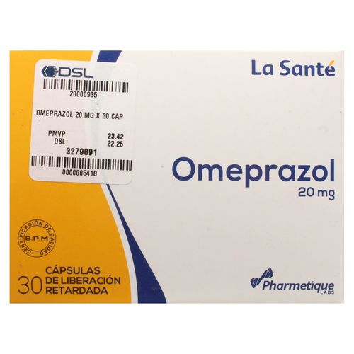 Omeprazol La Santé 20mg caja 30 cápsulas - Precio indicado por cápsula