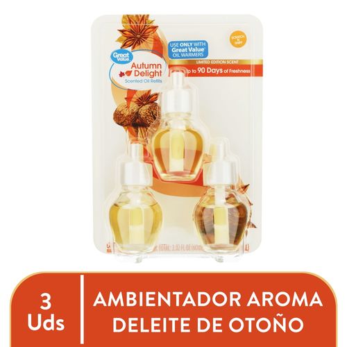 Aromatizante Great Value Repuesto Aroma Otoño 3 PACK - 60 ml