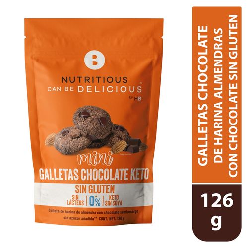 Galletas Chocolate Nutritious Can Be Delicious De Harina Almendras con Chocolate Sin Gluten Keto - 126 g