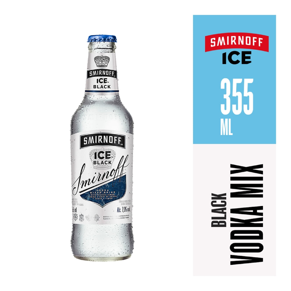 Bebida alcohólica Smirnoff a Base de Vodka Ice Black Botella - 355 ml