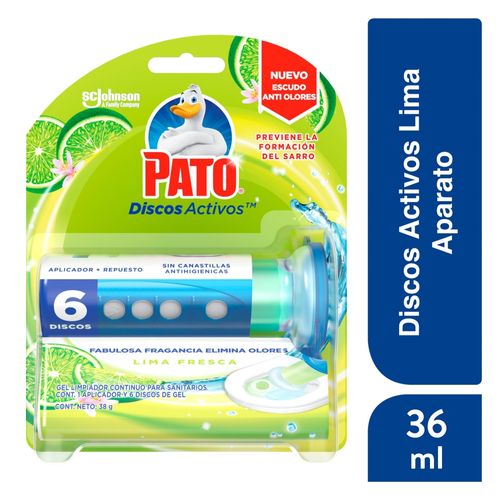 Discos Activos Pato Baños Cítrico Lima Fresca Con Un Aplicador - 36 ml