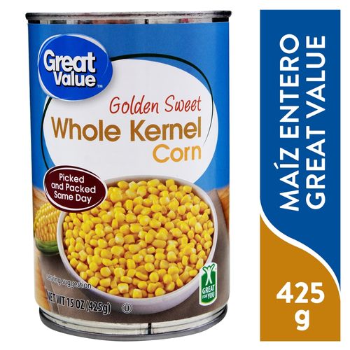 Maíz dulce Great Value, grano entero, lata - 425g