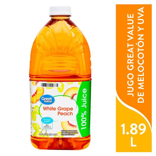 Jugo Great Value de Melocotón y Uva - 1.89 L