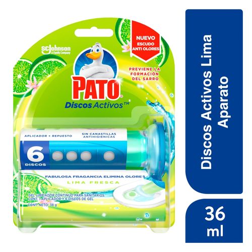 Discos Activos Pato Baños Cítrico Lima Fresca Con Un Aplicador - 36 ml