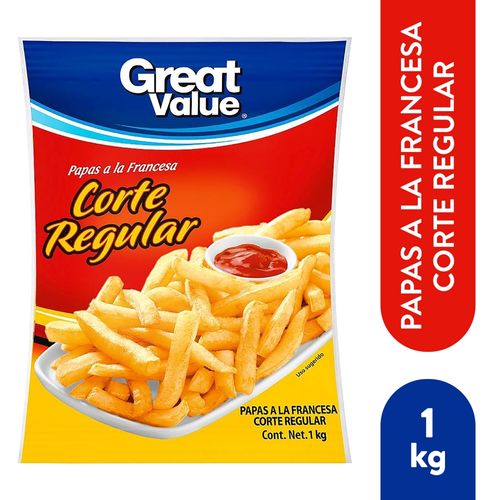 Papas a la francesa Great Value corte regular congeladas - 1 kg