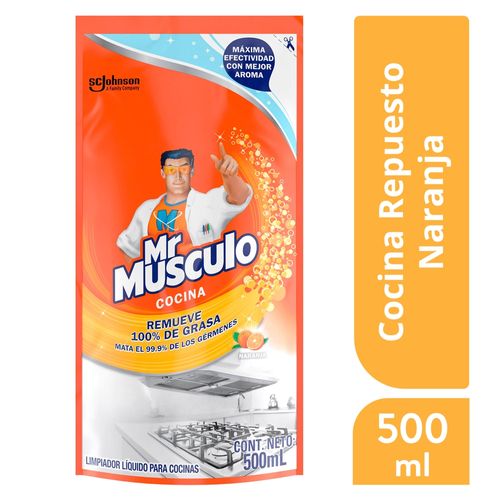 Desengrasante Mr. Músculo Limpiador Líquido para Cocina Naranja Repuesto 500 ml