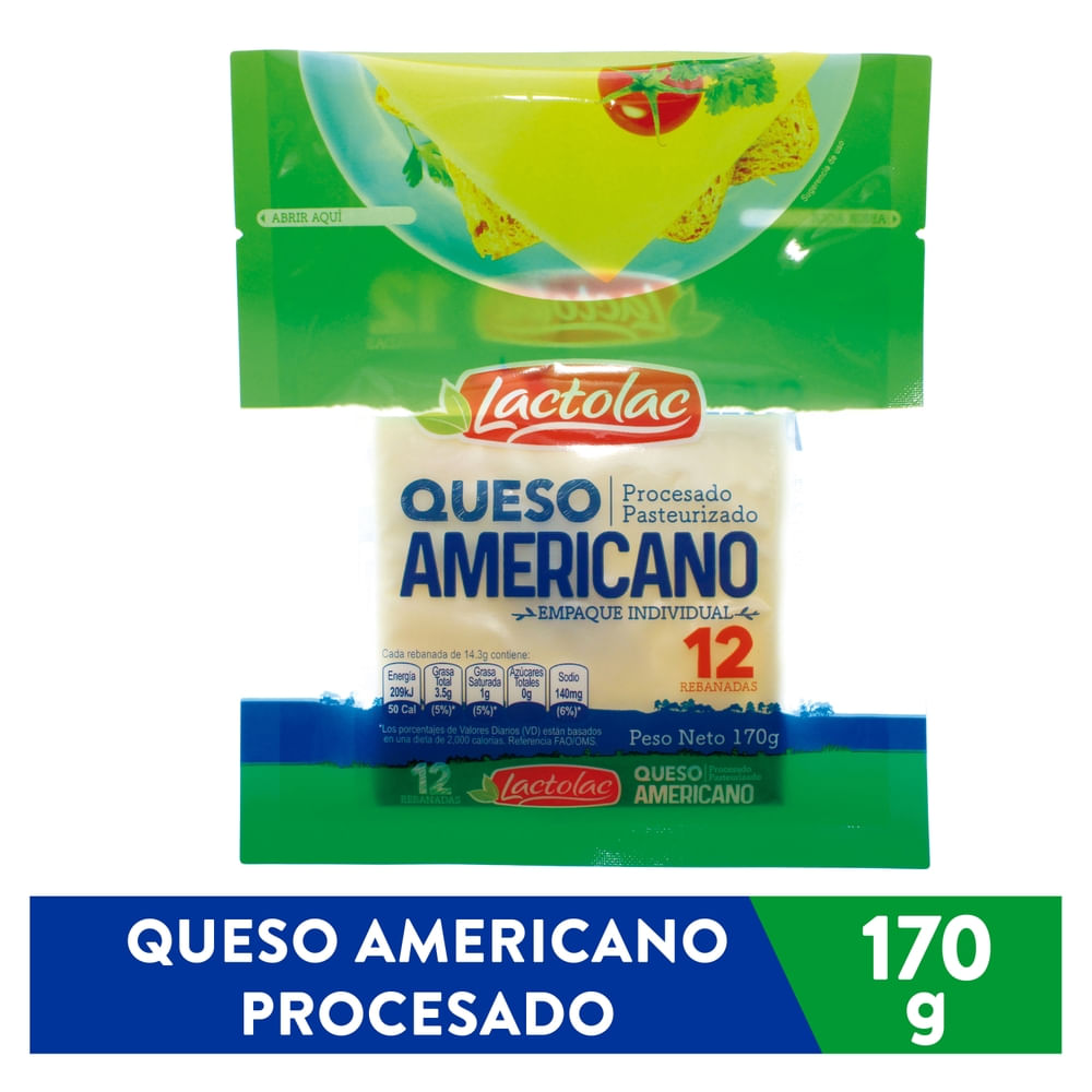 Queso Lactolac Americano Blanco 12 rebanandas - 170 g