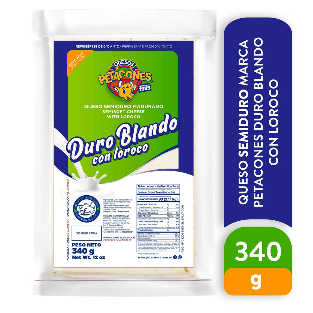 Queso Seimduro Petacones Duro Blando Con Loroco - 340 g