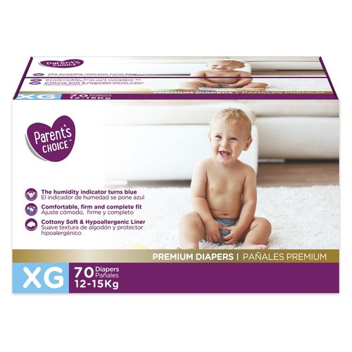 Pañal Parents Choice, Premium XG -70 uds