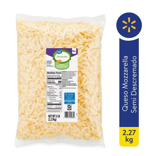 Queso Mozzarella Semidescremado Rallado - 2270 g