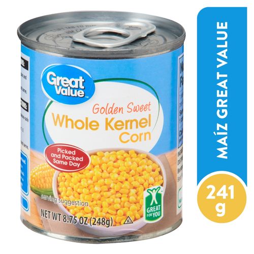 Maíz Dulce Great Value Grano Entero Lata - 241 g