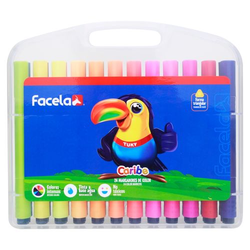 Estuche De Marcadores Facela Infantil De  Plástico- 24 Colores