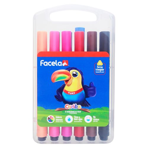 Marcador Facela Estuche Plástico -12 Colores