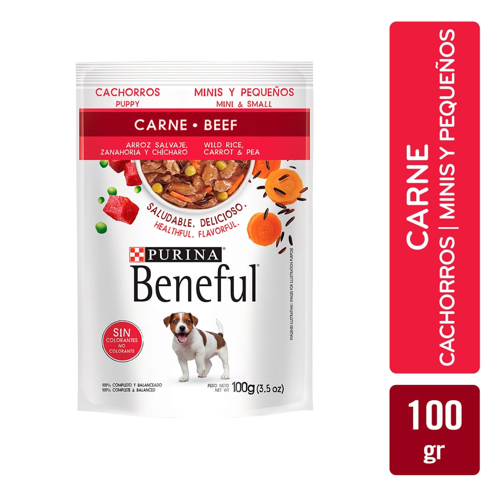 Alimento húmedo  Purina  Beneful para cachorros minis y pequeños sabor carne -100 g