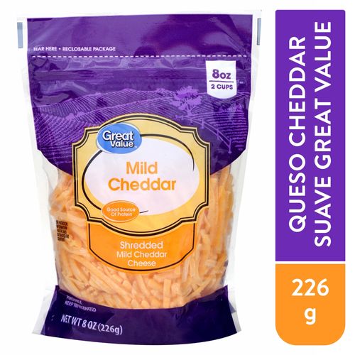 Queso Great Value Cheddar Rallado - 227 g