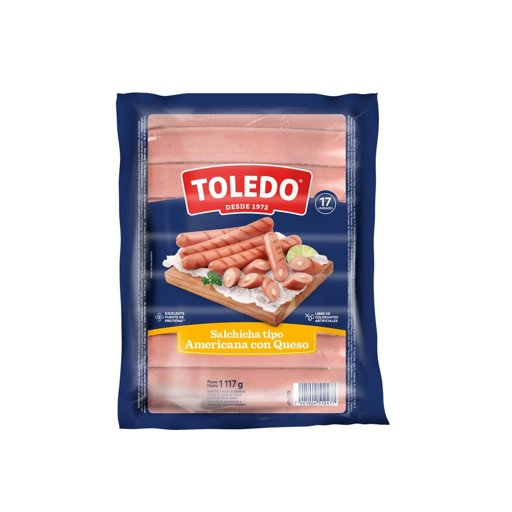 Salchicha Tipo Americana Jumbo Con Queso Toledo 2 Pack - 920 g