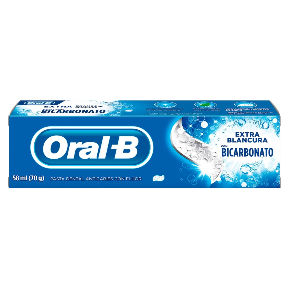 Pasta Dental Oral-B Extra Blancura Anticaries Con Flúor Y Con Bicarbonato - 70 g