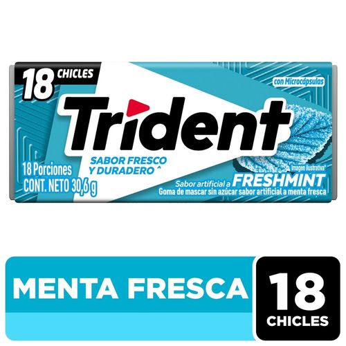 Chicle Trident Sin Azúcar Sabor Menta Fresca 18 Uds - 30.6g