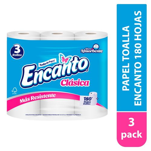 Papel toalla Encanto 3 pack -180 hojas